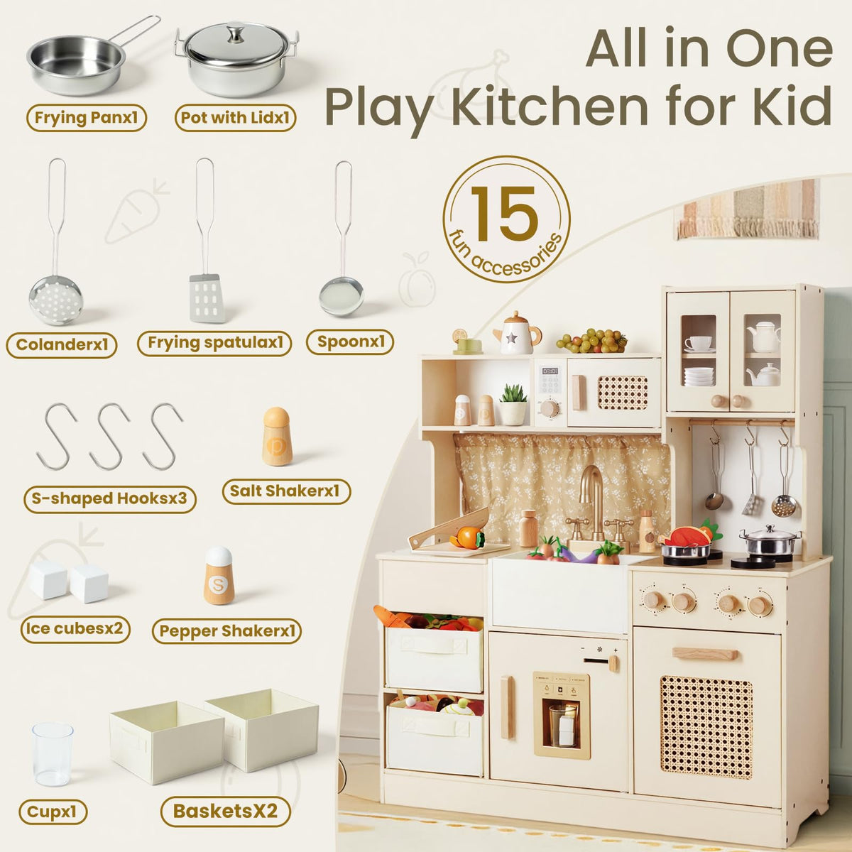 Labebe wooden toy kitchen – classic design invites open-ended imagination