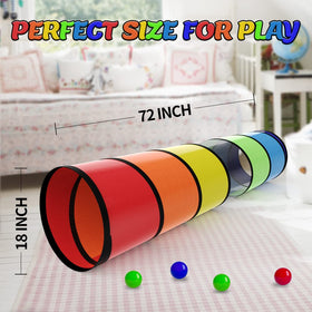 Labeol Kids Play Tunnel six feet long for roomy indoor or outdoor play.