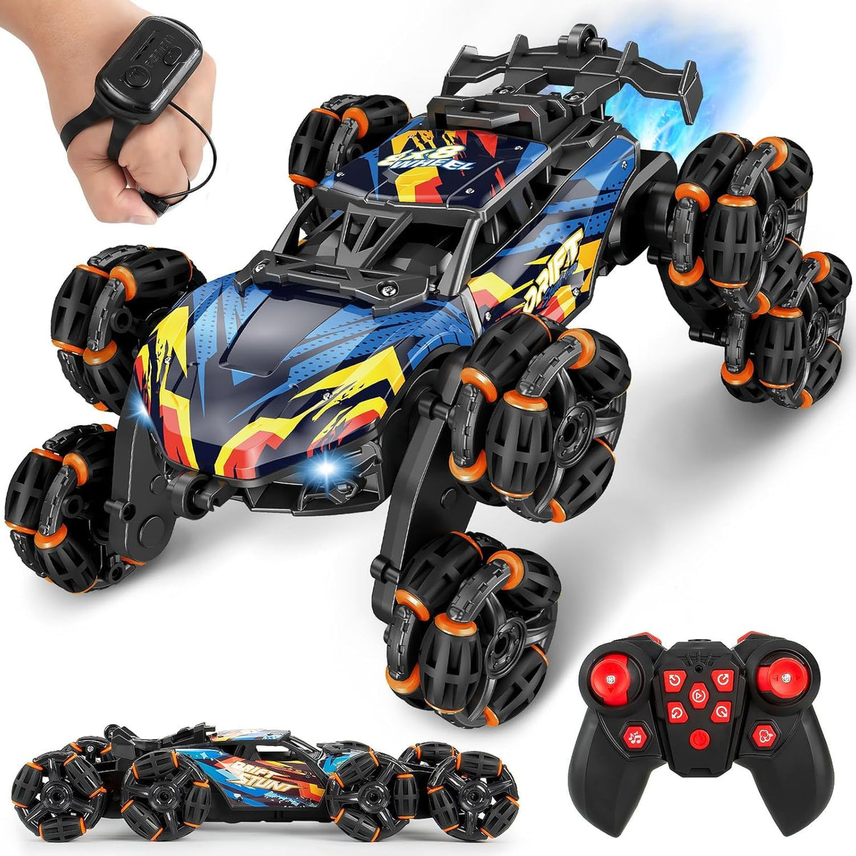 Lacchoufee 8WD all-terrain RC car ready for backyard adventures with rugged grip.