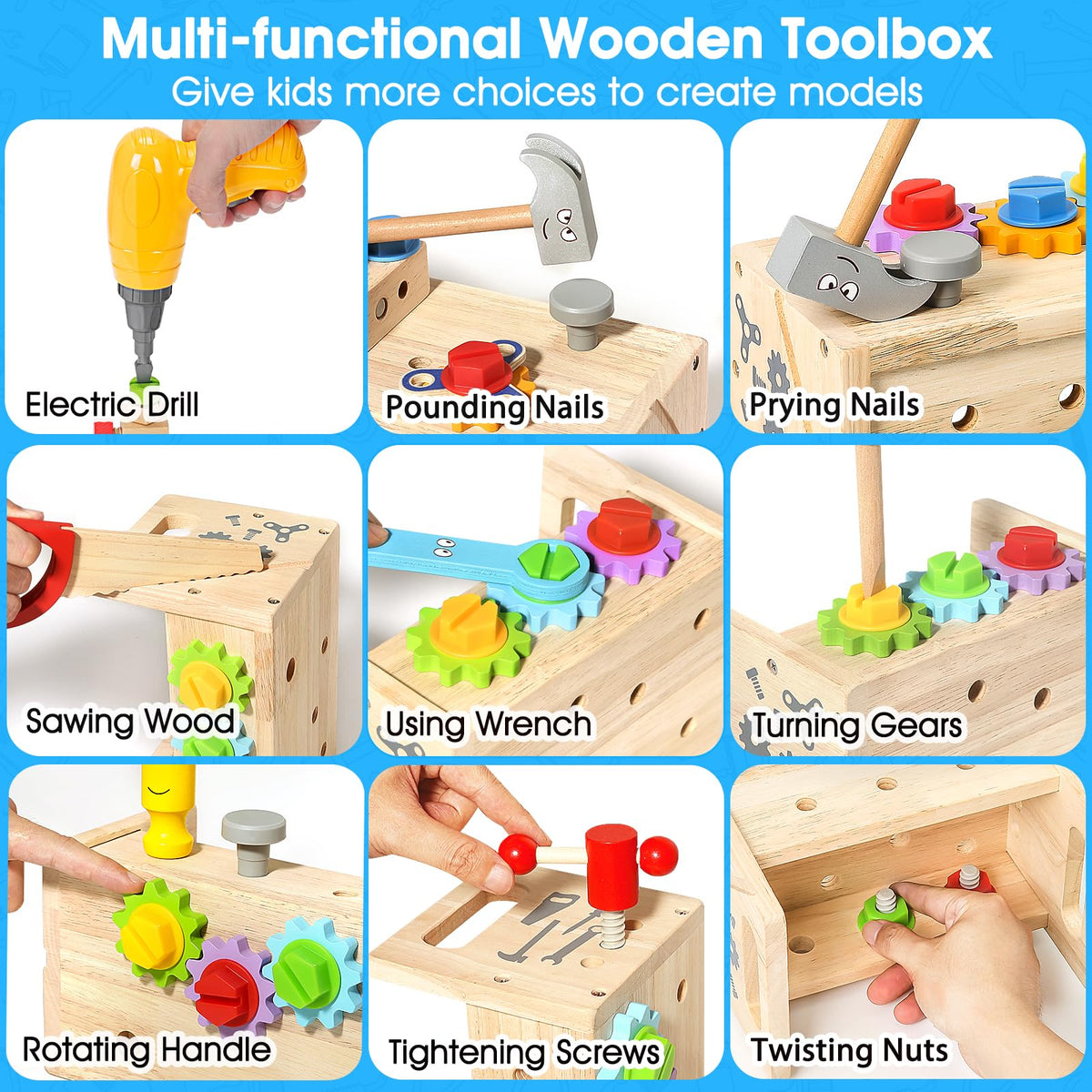 LACCHOUFEE child constructing model with hammer and screwdriver