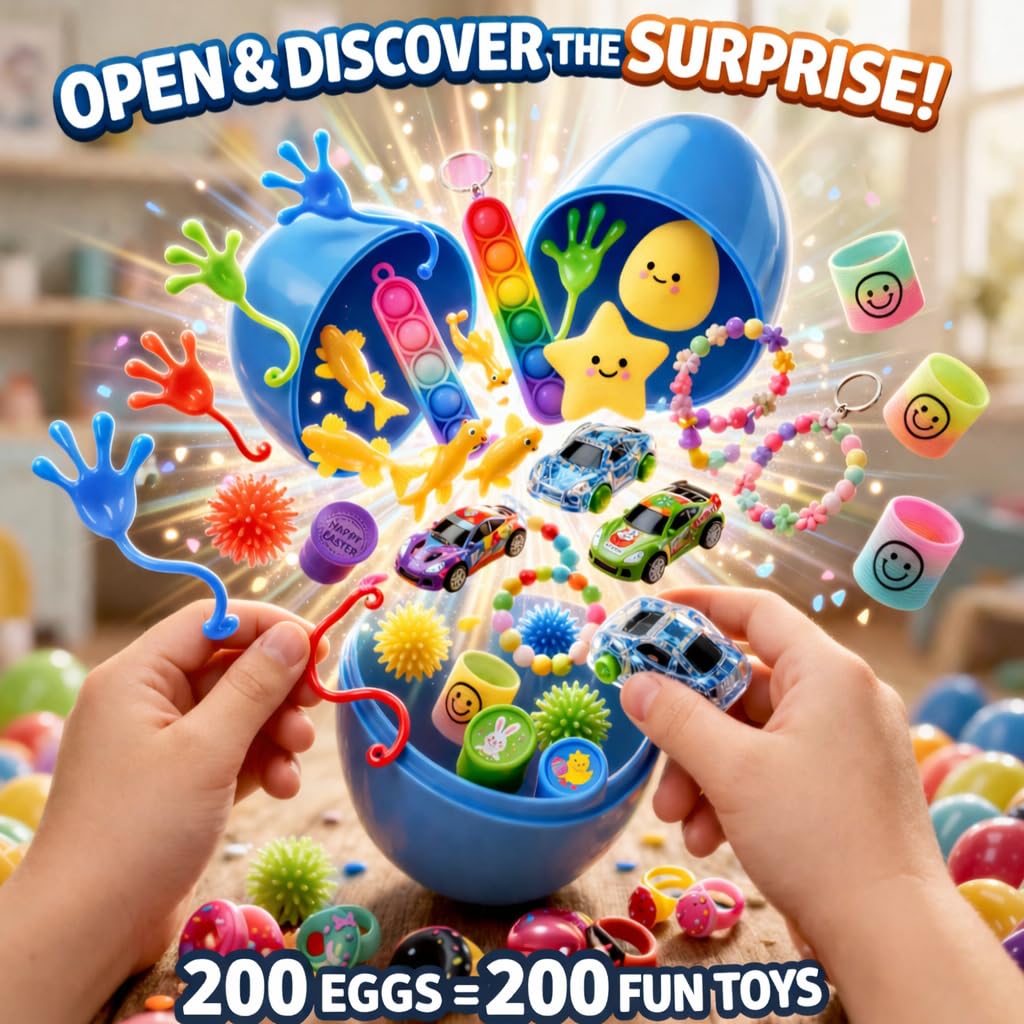 LACCHOUFEE Easter eggs with inside toys for party favors and classroom rewards.