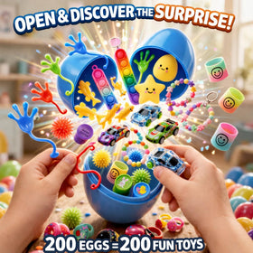 LACCHOUFEE Easter eggs with inside toys for party favors and classroom rewards.