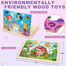 LACCHOUFEE mermaid princess puzzle board supports shape recognition and concentration