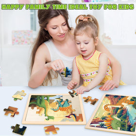 LACCHOUFEE Montessori dinosaurs puzzles gift set ideal for birthdays and holidays.