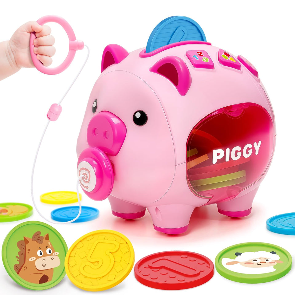 LACCHOUFEE musical piggy toy on wheels helping baby walk and explore motion