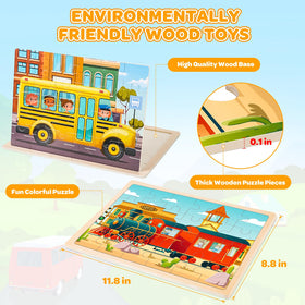 LACCHOUFEE school bus puzzle supports early cognitive recognition.