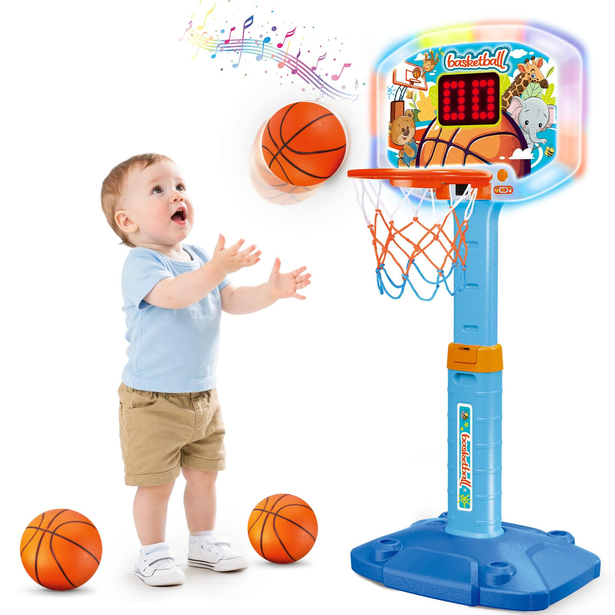 LACCHOUFEE toddler basketball hoop assembly for quick setup and lasting playtime.