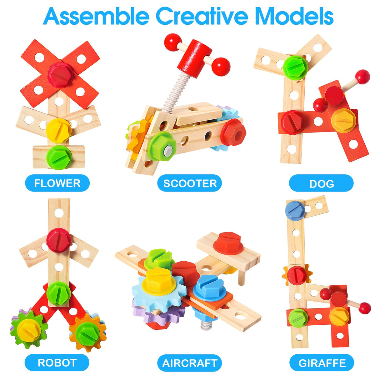 LACCHOUFEE tools and parts layout with colorful components inviting building