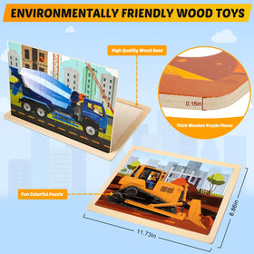 LACCHOUFEE wooden Cement Truck puzzle enhances concentration during construction play.