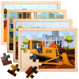 LACCHOUFEE wooden Excavator puzzle supports fine motor skills and imaginative play.
