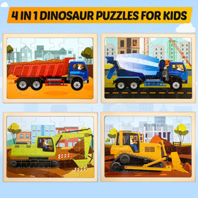 LACCHOUFEE wooden Transport Truck puzzle develops problem-solving as kids fit pieces.