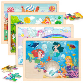 LACCHOUFEE wooden princess puzzles 4-pack for preschool learning and hands-on play