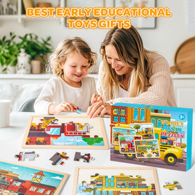 LACCHOUFEE wooden puzzle shapes and blocks for early shape recognition