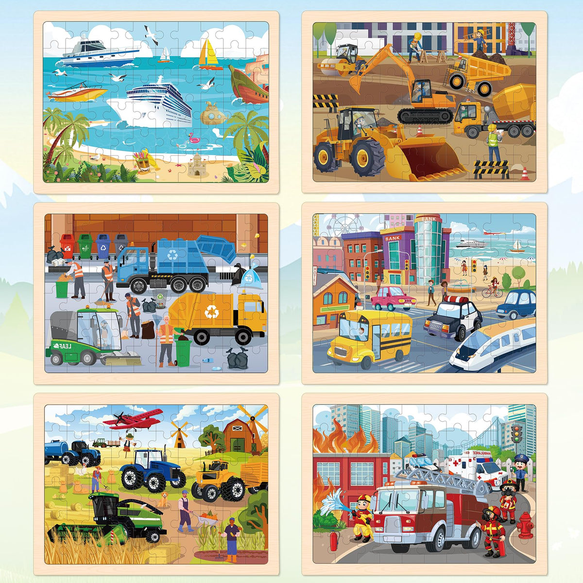 LACCHOUFEE wooden puzzle with farm vehicles supports problem solving