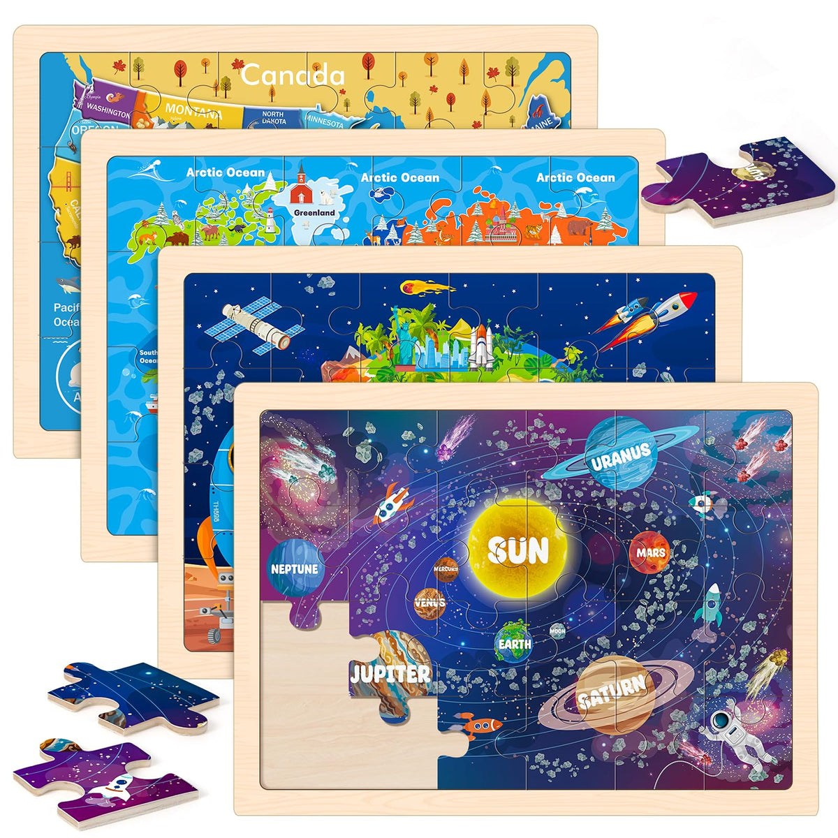 LACCHOUFEE wooden USA map puzzle enhances geography awareness for kids
