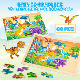 LACCHOUFEE wooden vehicle puzzles animals: engaging figures foster memory and recognition.