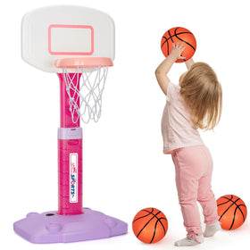 LACCHOUFEE toddler basketball hoop being assembled for easy setup