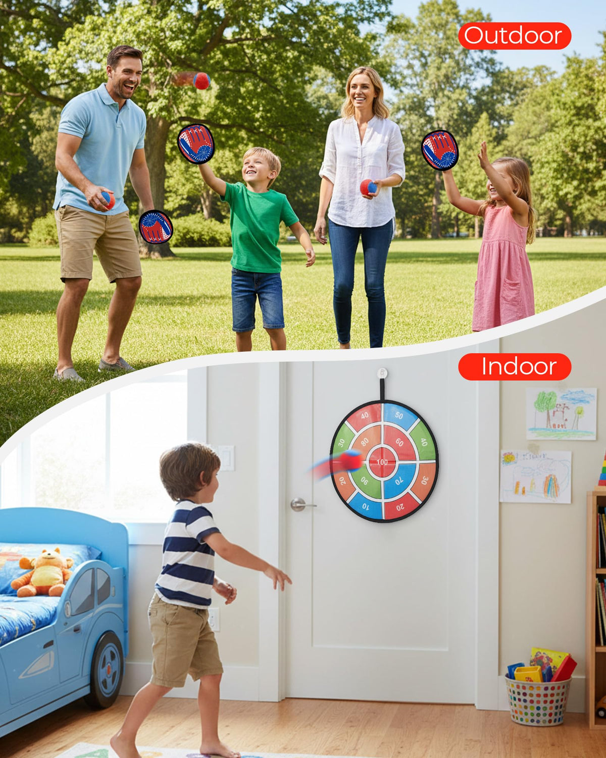 LADFAR sticky balls cling to paddles for quick, fun catches.