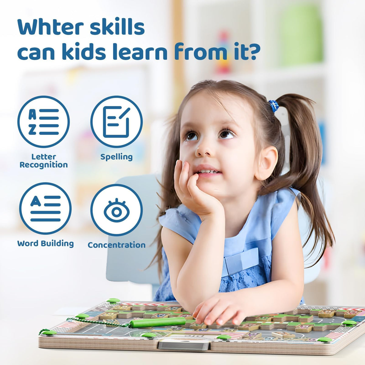 LADFAR fine motor training toy strengthens hand-eye coordination with tactile letter and number play.