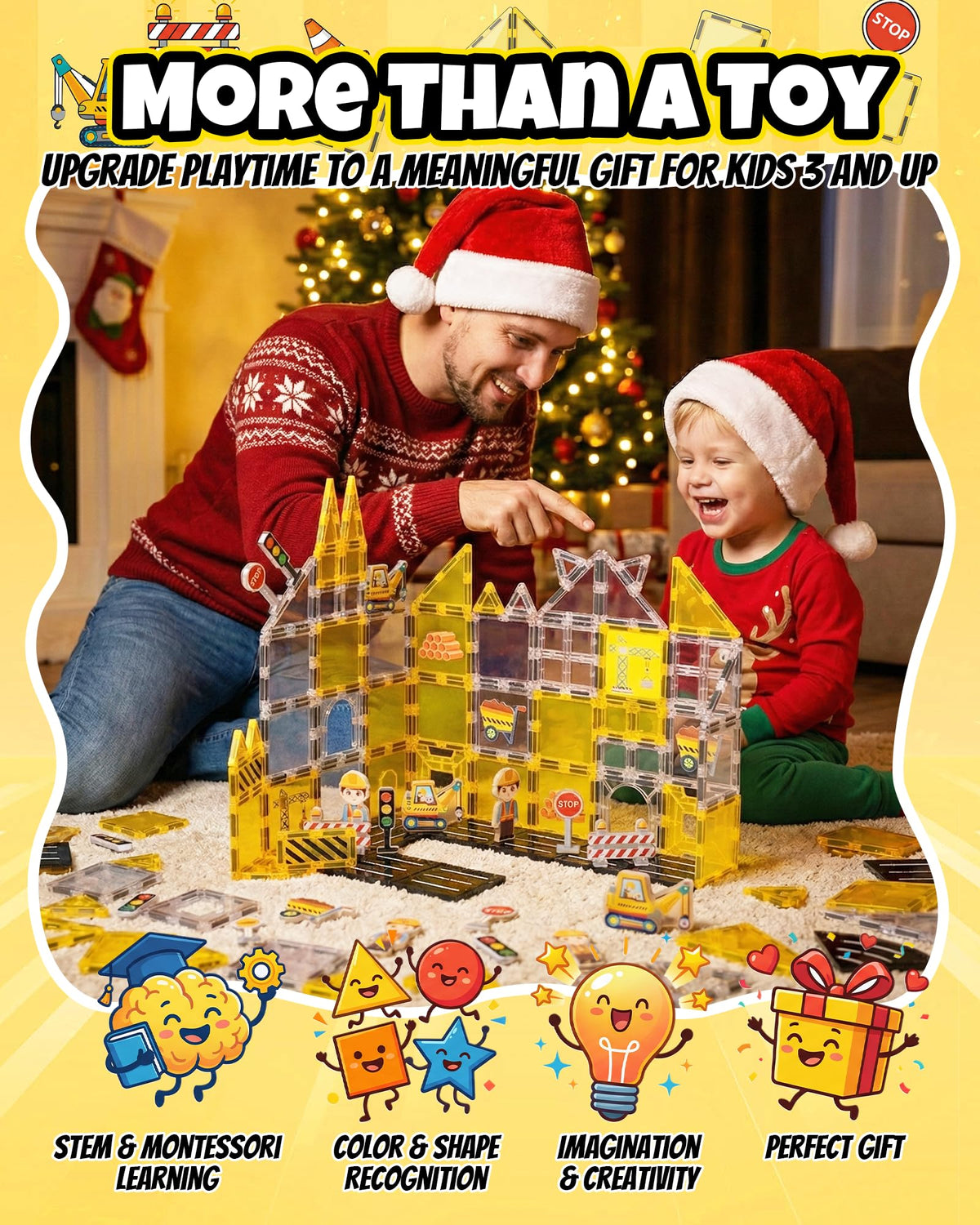 LADFAR magnetic tiles gift set for birthdays and holidays boosts open-ended creativity.