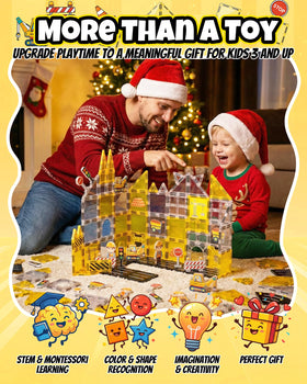 LADFAR magnetic tiles gift set for birthdays and holidays boosts open-ended creativity.