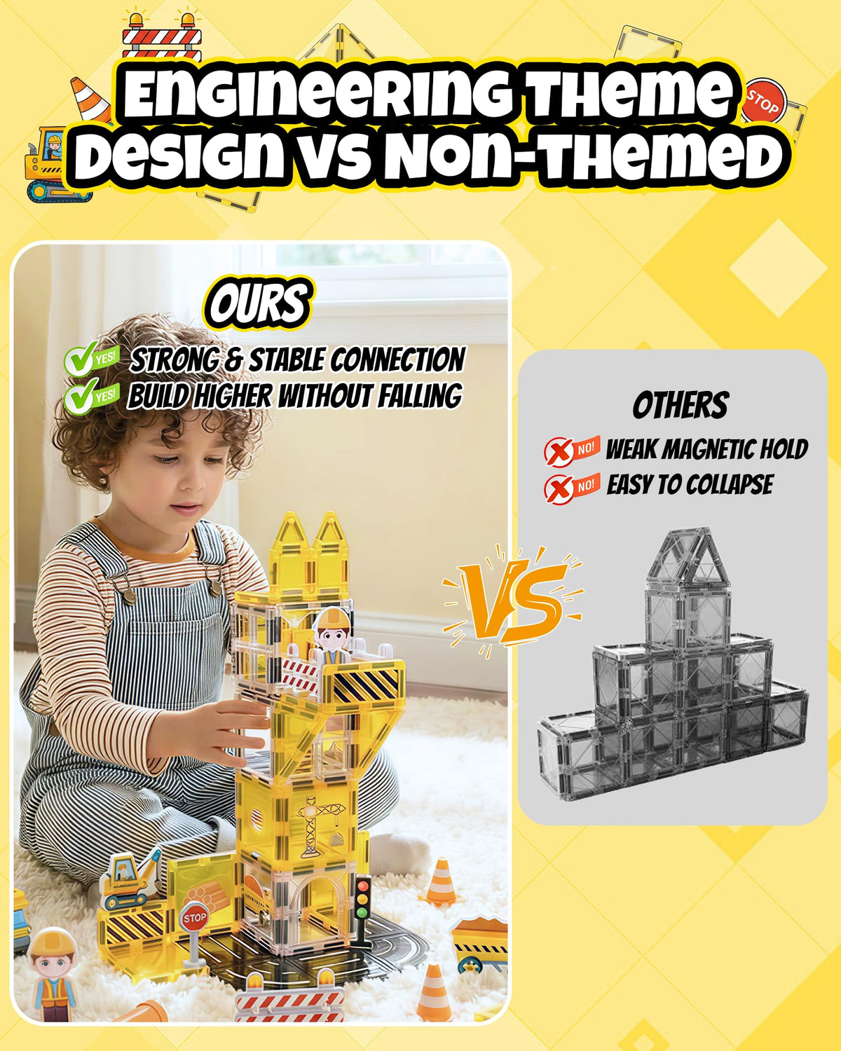 LADFAR magnetic tiles STEM play set supports problem-solving and spatial awareness.