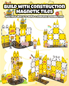 LADFAR magnetic tiles crane components promote stable, tall builds during play.