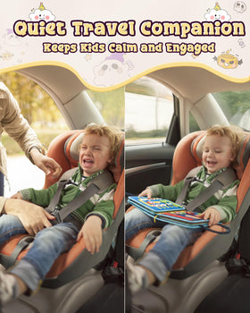 LADFAR Busy Board button page fosters finger dexterity and concentration during play.