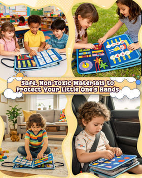LADFAR Busy Board clock page introduces time concepts through interactive play.