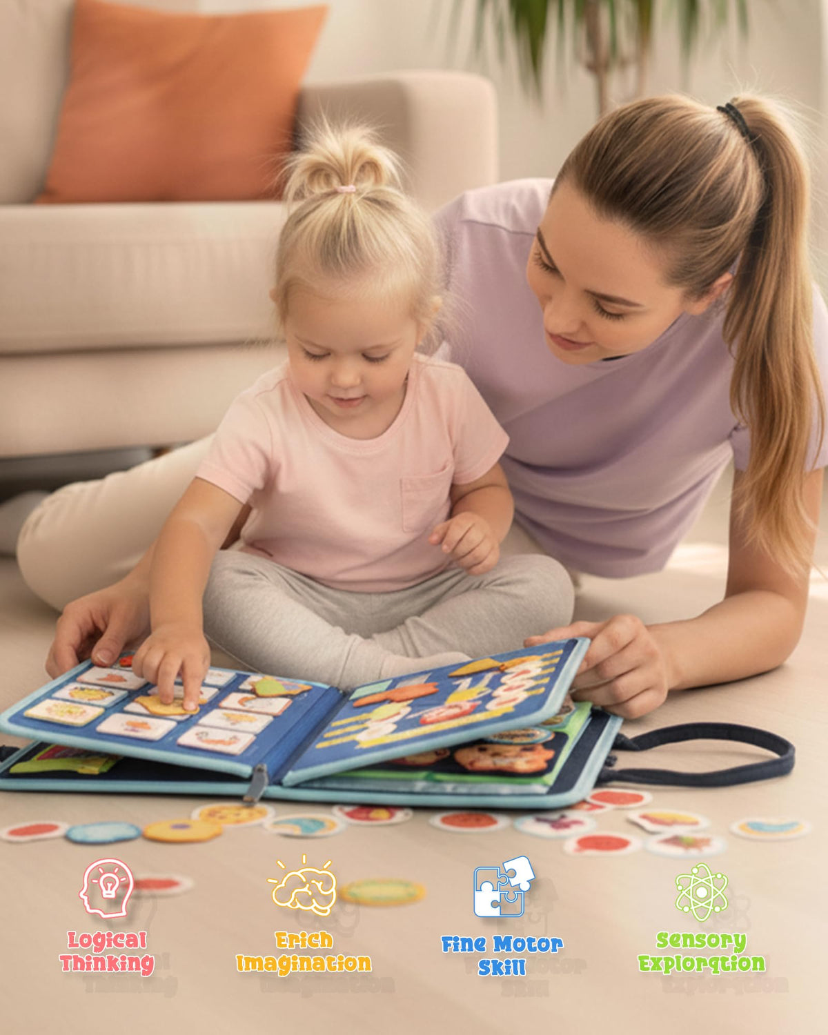 LADFAR Busy Board lace page invites tying practice for early dressing independence.