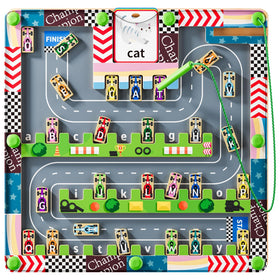 LADFAR Montessori magnetic toy busy board with letters and numbers for hands-on alphabet learning.