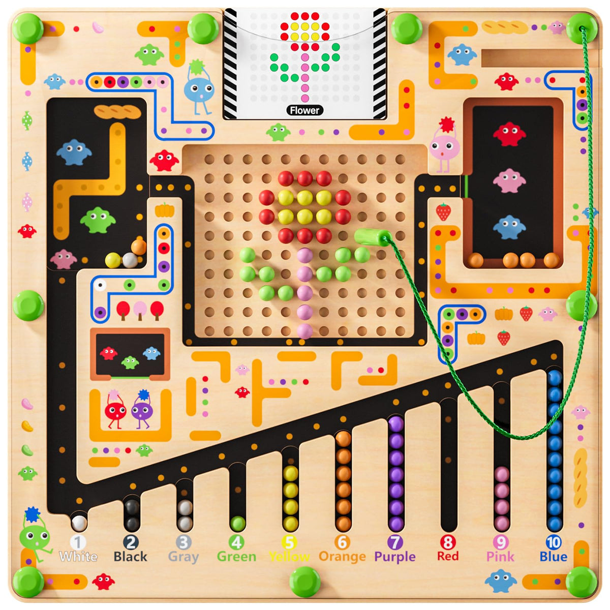LADFAR Montessori number shape puzzle busy board highlighting number and shape recognition