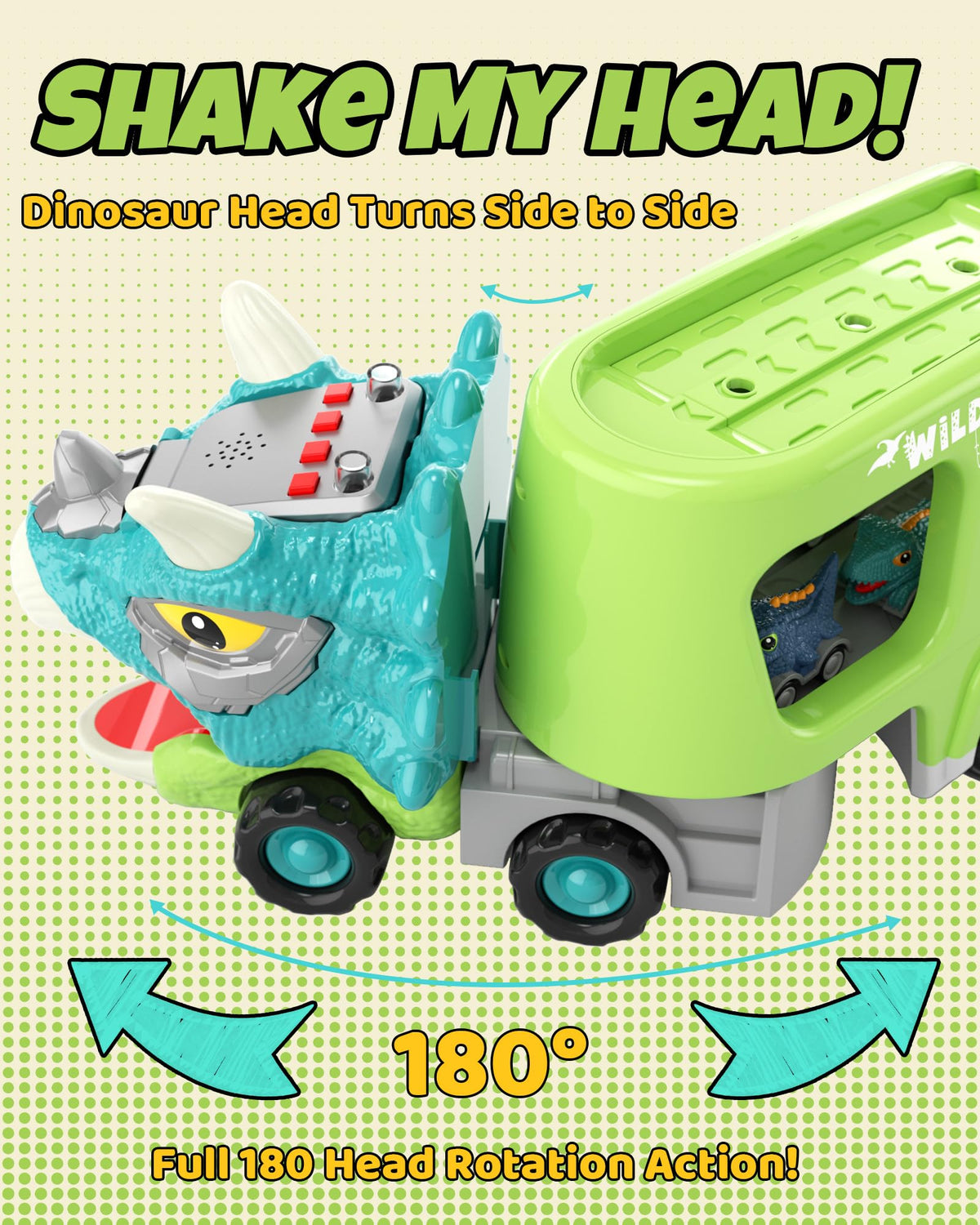 LADFAR pull-back dino cars racing action for toddlers
