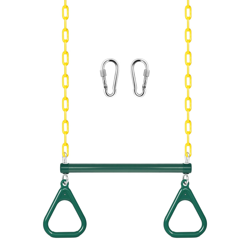 LadyRosian gym rings trapeze bar 16 inch for safe versatile backyard play