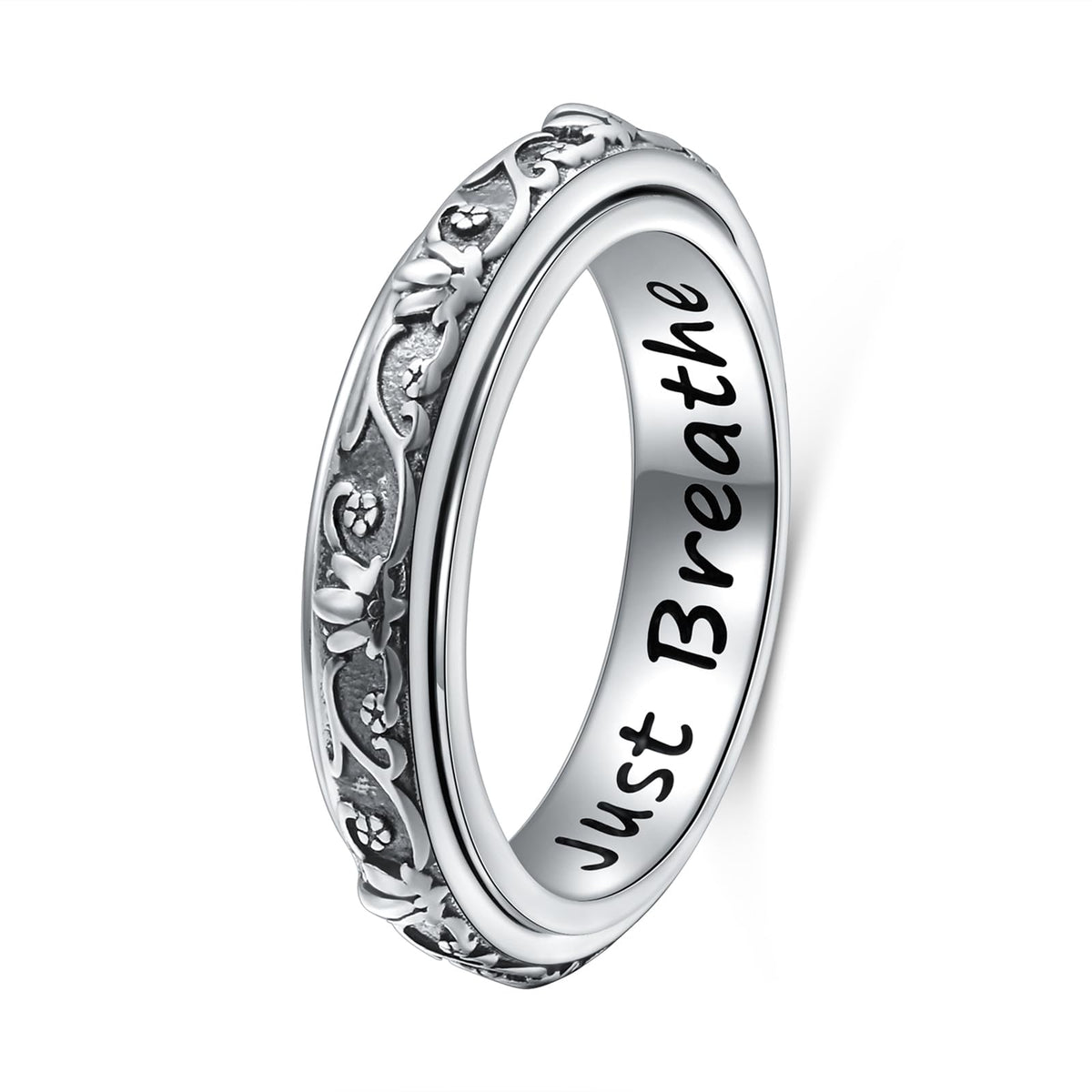 Ladytree Spinner Lotus Flower Ring with calming lotus motif for stress relief.