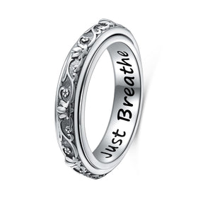 Ladytree Spinner Lotus Flower Ring with calming lotus motif for stress relief.