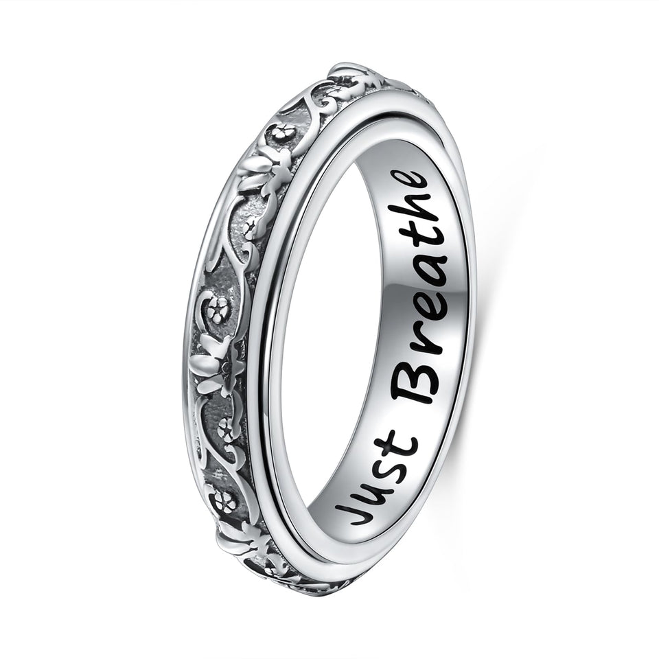 Ladytree Spinner Lotus Flower Ring with calming lotus motif for stress relief.