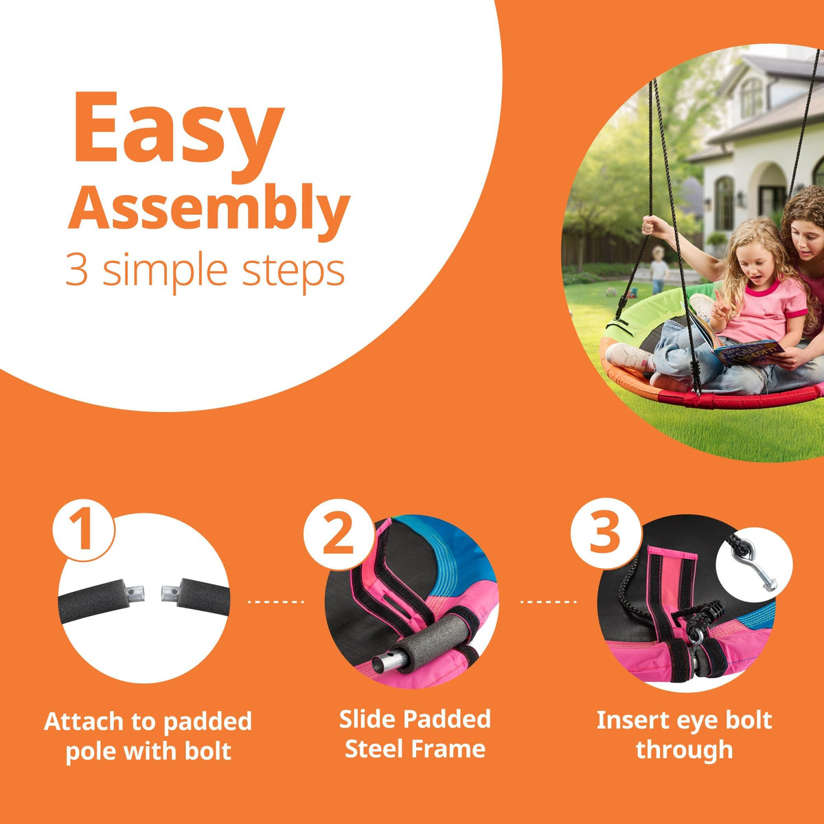 LÆGENDARY saucer swing supports up to 450 lbs for shared play.