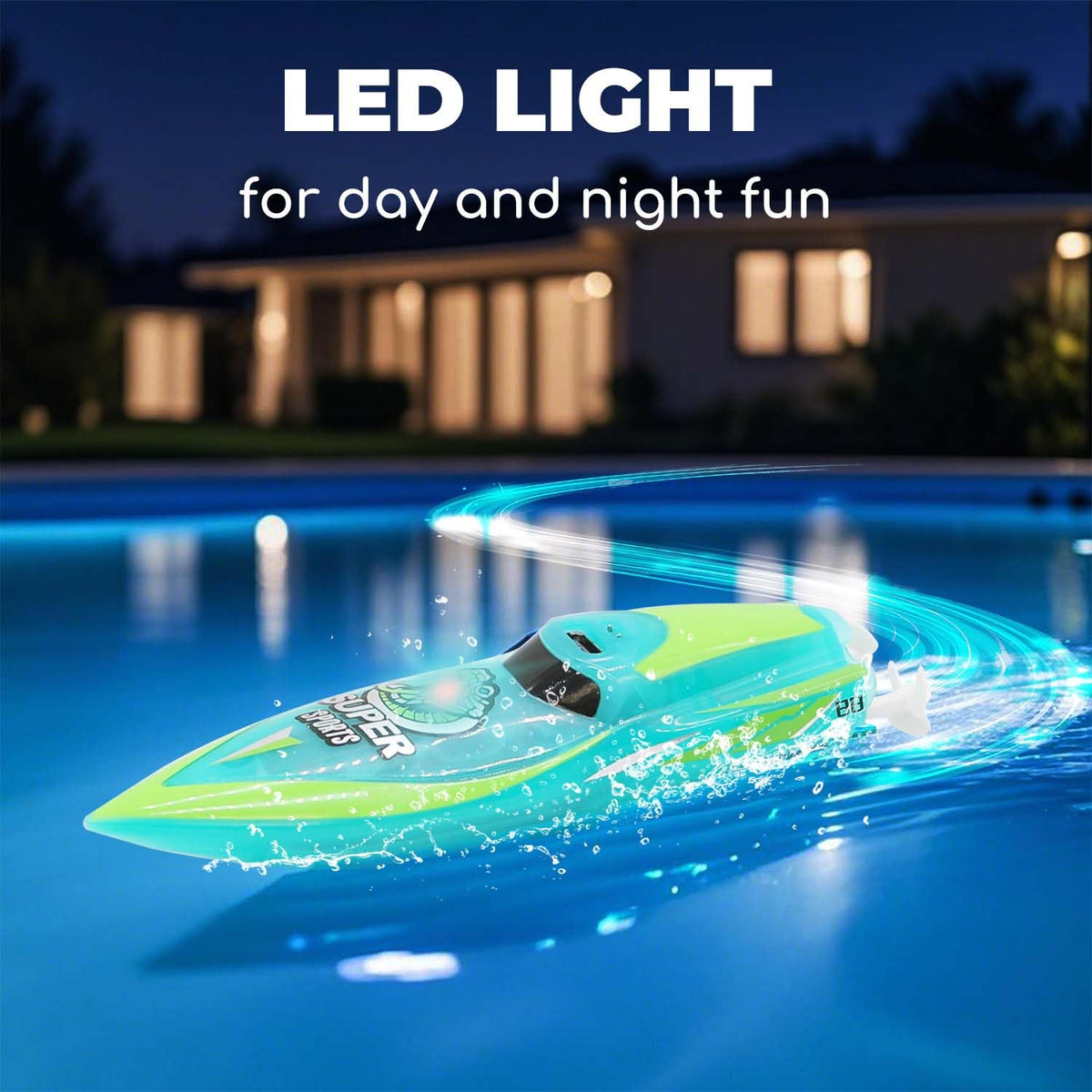 LAFALA RC boat charging via USB-C with built-in battery for quick fun.