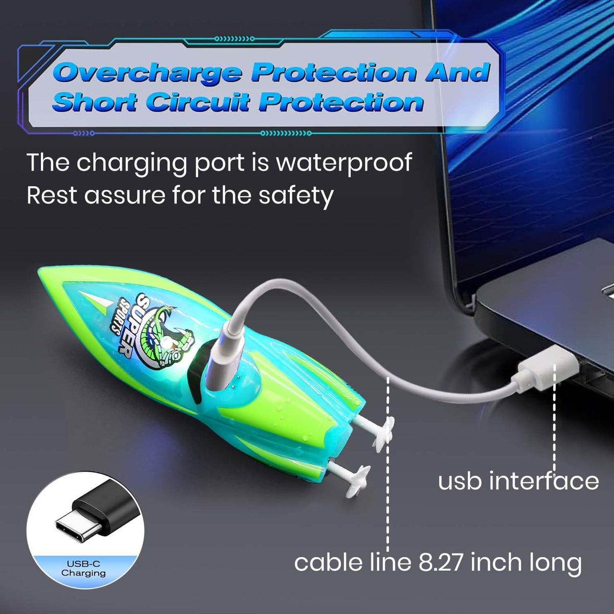 LAFALA compact RC boat fits easily in a bathtub for tight spaces.