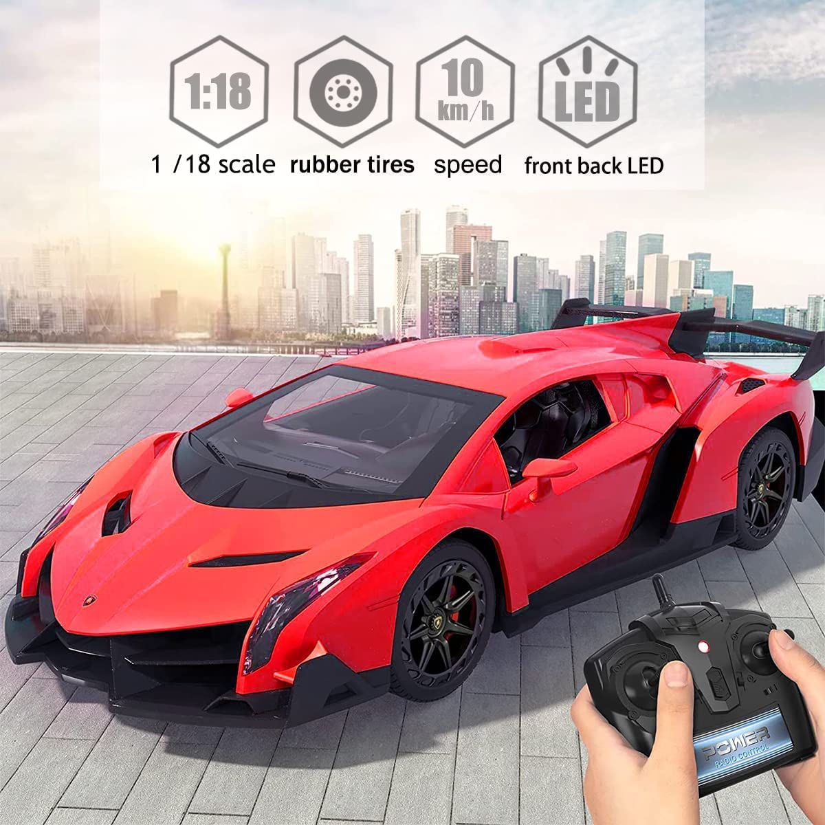 LAFALA RC car red glossy exterior with durable finish for crashes.