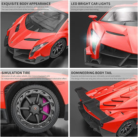LAFALA RC car with transparent windows showing interior detail, safe play.