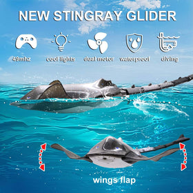 LAFALA stingray performing underwater swim in the pool for immersive play.