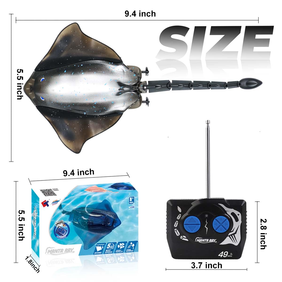 Remote control with waterproof protective features for the LAFALA stingray set.