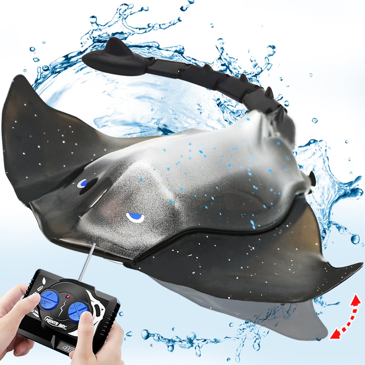 LAFALA stingray with flapping wings powering through the pool for lifelike motion.