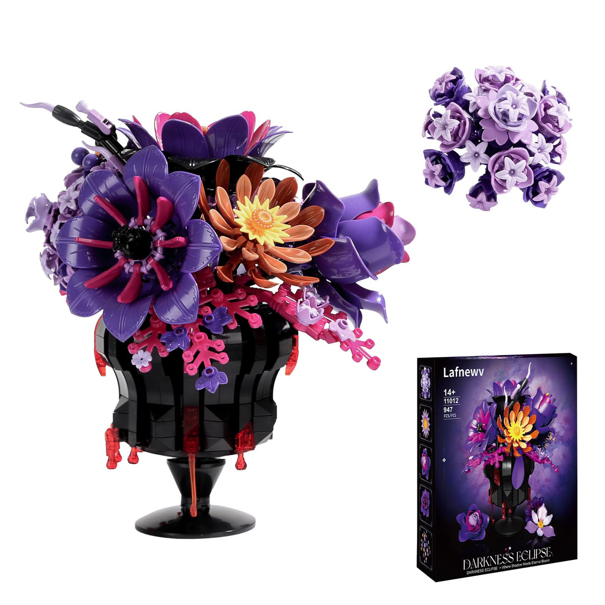 Lafnewv Flowers Bouquet Block Set with purple roses, ideal for display and gifting.