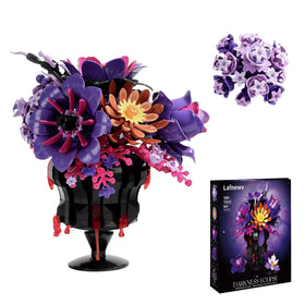 Lafnewv Flowers Bouquet Block Set with purple roses, ideal for display and gifting.