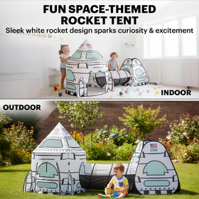 Lafyette pop-up rocket tent setup speeds up quick indoor play sessions.