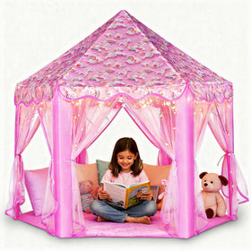 Lafyette Princess Tent with star lights creates magical playtime glow for kids