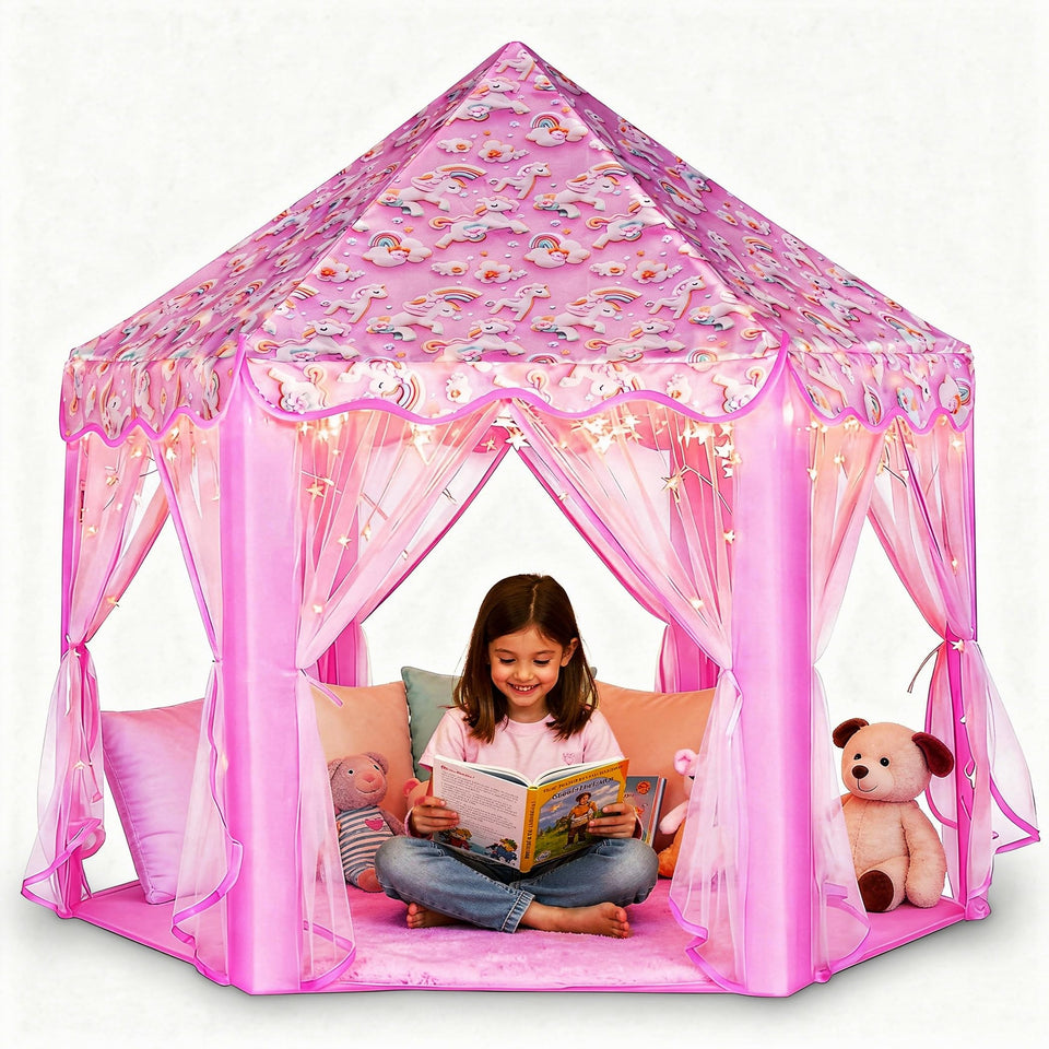 Lafyette Princess Tent with star lights creates magical playtime glow for kids
